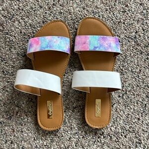 Colorful Tie-Dye and White Sandals